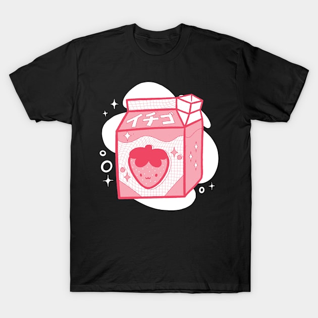 Strawberry Milk Japanese Kawaii 90s Otaku T-Shirt by BramCrye